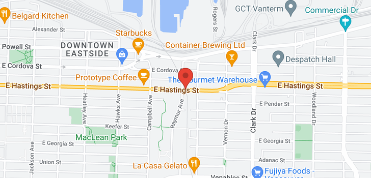 map of 806 983 E HASTINGS STREET